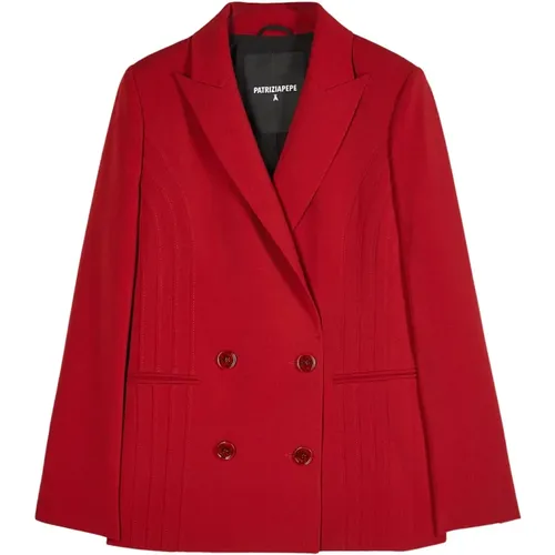 Blazers, female, , Size: 2XS Double-Breasted Essential Jacket - PATRIZIA PEPE - Modalova