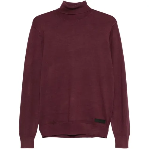 Turtlenecks, male, , Size: XL Burgundy Roll Neck Sweater - John Richmond - Modalova