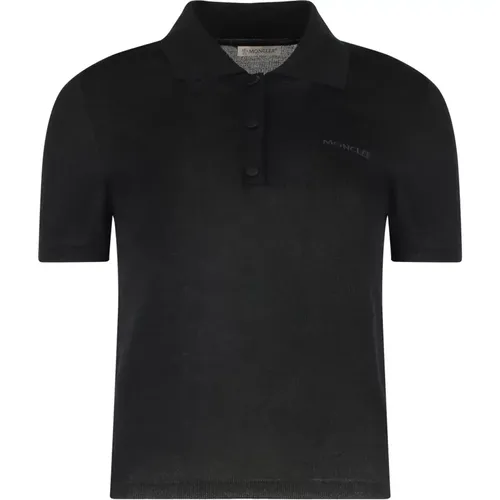 Polo Shirts, female, , Size: XS Knitted Cotton Blend Polo Shirt - Moncler - Modalova