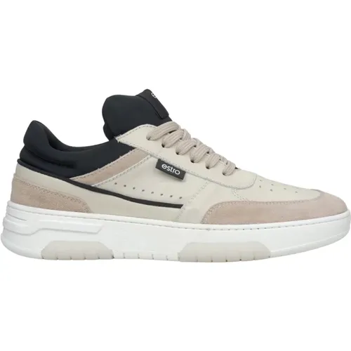 Damen Beige & Schwarze Plateau-Sneaker aus Leder und Velours Er00115638 , Damen, Größe: 36 EU - Estro - Modalova