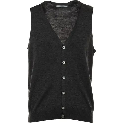 Cardigans, male, , Size: 2XL Anthracite Sweater Vest - Gran Sasso - Modalova