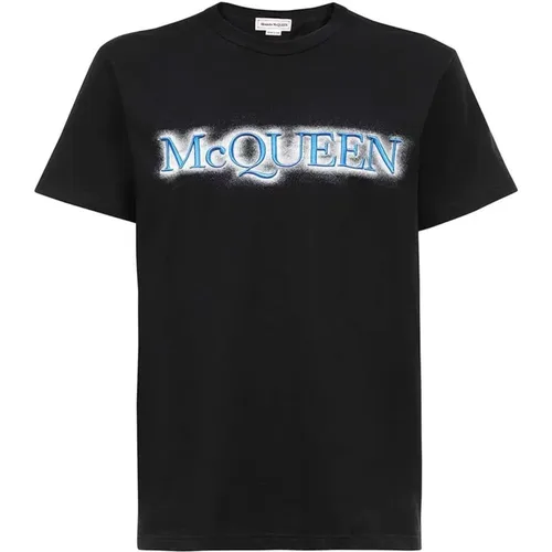 Logo T-Shirt mit Rippbündchen , Herren, Größe: L - alexander mcqueen - Modalova