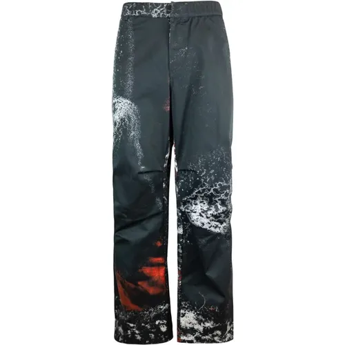 Black Baggy Trousers with Ash Print , male, Sizes: L, M - 44 Label Group - Modalova