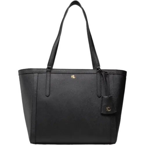 Leather Shoulder Bag with Gold Metal Logo , female, Sizes: ONE SIZE - Ralph Lauren - Modalova