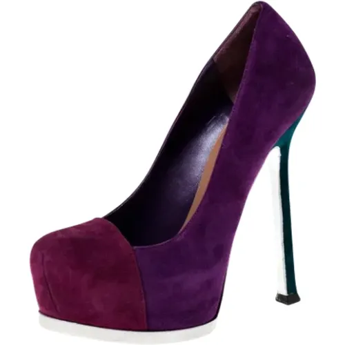 Pre-owned Pumps, female, , Size: 5 1/2 US Pre-owned Suede heels - Yves Saint Laurent Vintage - Modalova