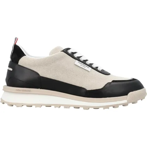 Salt Pepper Cotton Sneakers , male, Sizes: 7 1/2 UK, 8 1/2 UK, 8 UK, 7 UK, 6 1/2 UK, 9 UK, 6 UK - Thom Browne - Modalova