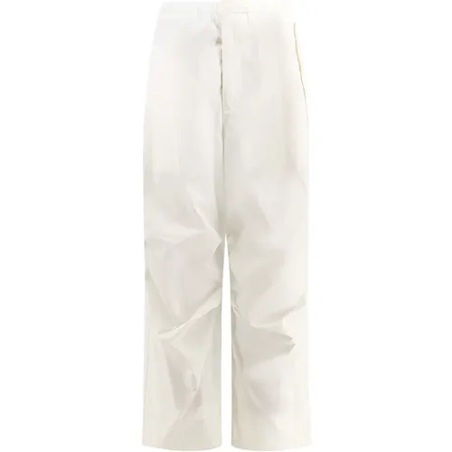 Wide Trousers, male, , Size: S Cotton Trousers with Button Closure - Jil Sander - Modalova