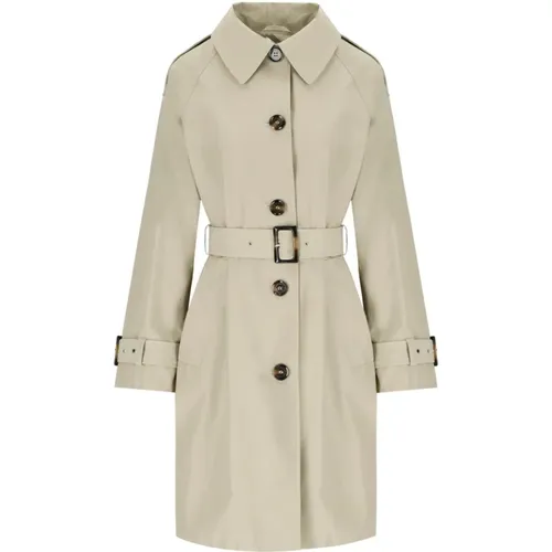Trench Coats, female, , Size: L Light Sand Trenchcoat with Raglan Sleeves - Barbour - Modalova