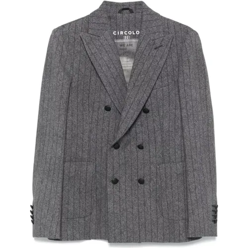 Blazers, male, , Size: 3XL Grey Fleece Diagonal Stripe Jacket - Circolo 1901 - Modalova