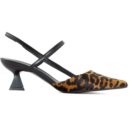 Leopard Ponyhair Slingback Sandalen , Damen, Größe: 37 1/2 EU - Roberto Festa - Modalova