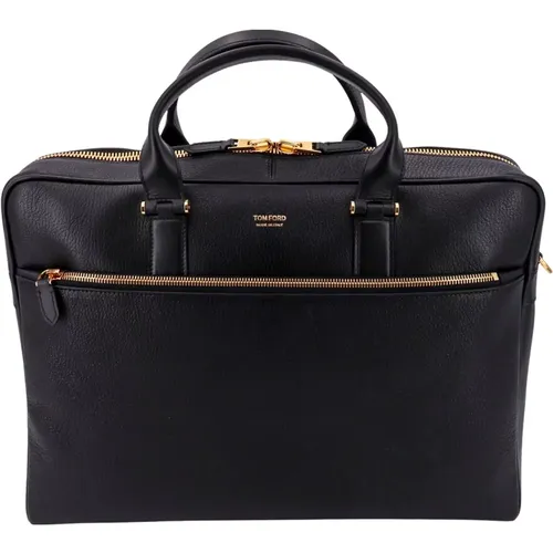 Leather Briefcase Elegant Style , male, Sizes: ONE SIZE - Tom Ford - Modalova