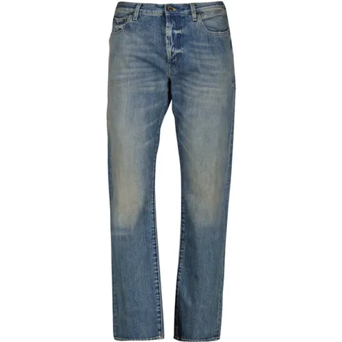 Straight Jeans, male, , Size: W30 Washed Denim Straight Cut Jeans - Saint Laurent - Modalova