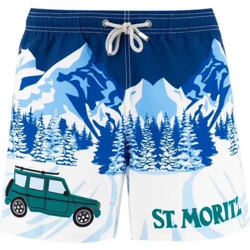 Beachwear, male, , Size: L Patterned Swim Boxer Shorts - MC2 Saint Barth - Modalova