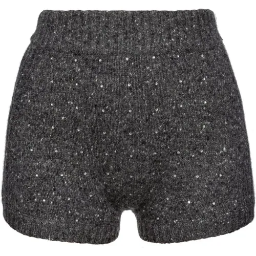 Graue Wollmischung Rhinestone Shorts - pinko - Modalova