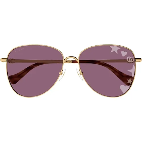 Metallic Sunglasses for Women , female, Sizes: 60 MM - Gucci - Modalova