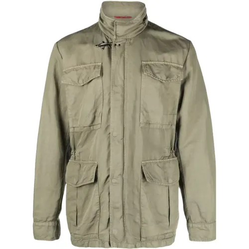 Polo Neck Jacket with Hidden Hood , male, Sizes: L, XL - Fay - Modalova