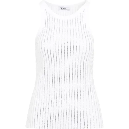 Sleeveless Tops, female, , Size: 2XS Crystal Ribbed Tank Top - The Attico - Modalova