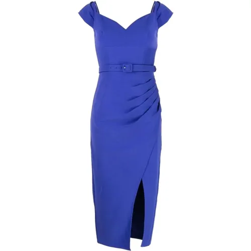 Cobalt crepe midi dress , female, Sizes: 2XS, 3XS, XS - Self Portrait - Modalova