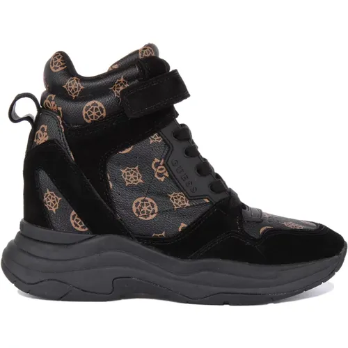 Black Brown Wedge Sneaker Women , female, Sizes: 4 UK, 7 UK, 6 UK, 3 UK, 5 UK - Guess - Modalova