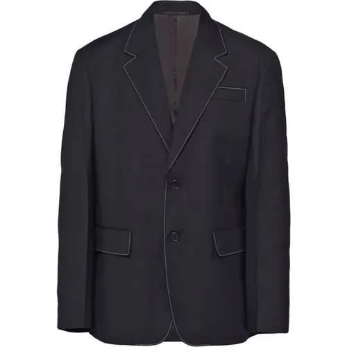 Blazers, male, , Size: S Wool Blazer Jacket - Prada - Modalova