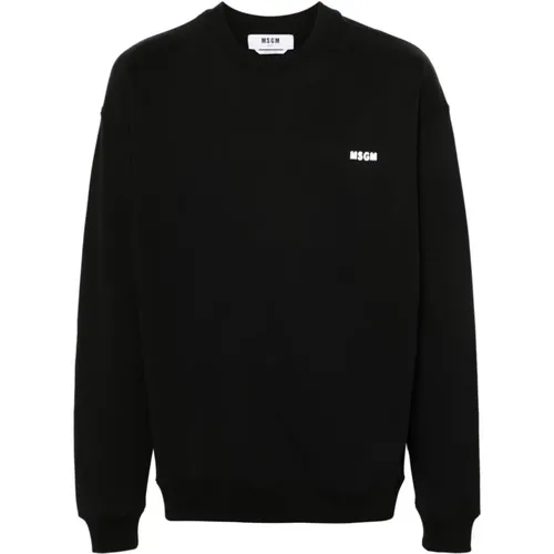 Schwarzer Pullover mit Logo-Print , Herren, Größe: S - MSGM - Modalova