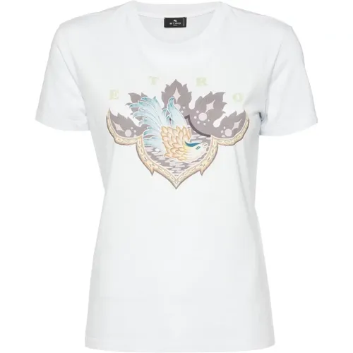 Weißes Logo-Print T-Shirt , Damen, Größe: S - ETRO - Modalova