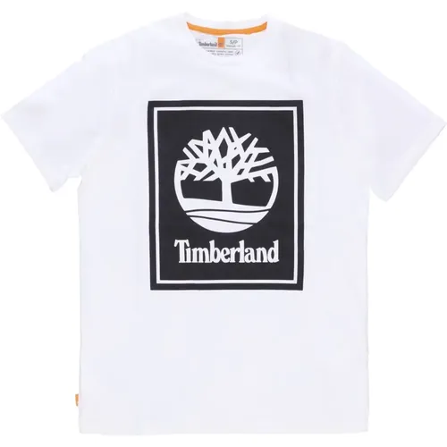 Logo Tee Weiß/Schwarz T-shirt , Herren, Größe: XL - Timberland - Modalova