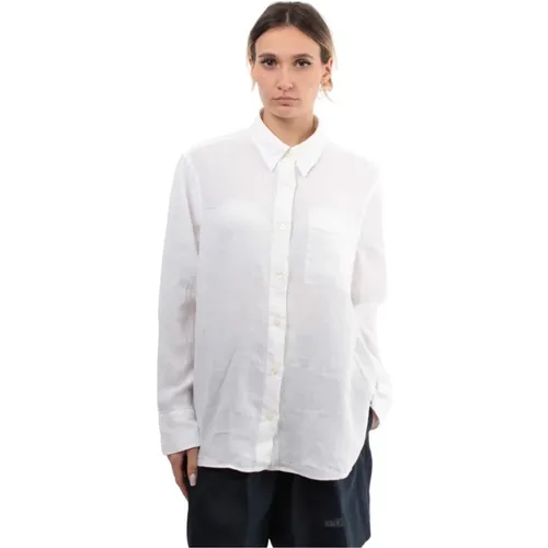 Weiße Leinenhemd Klassischer Stil , Damen, Größe: L - Roy Roger's - Modalova