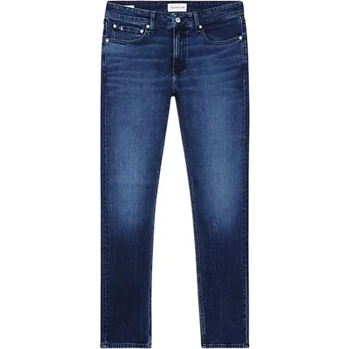 Blaue Jeans mit Reißverschluss und Knopf für Herren , Herren, Größe: W30 L32 - Calvin Klein Jeans - Modalova