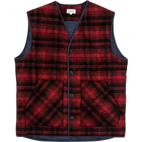 Vests, male, , Size: M Quilted Sleeveless Vest in Checked Wool - Hartford - Modalova