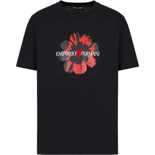 Schwarzes T-Shirt mit Logoaufdruck , Herren, Größe: L - Emporio Armani - Modalova