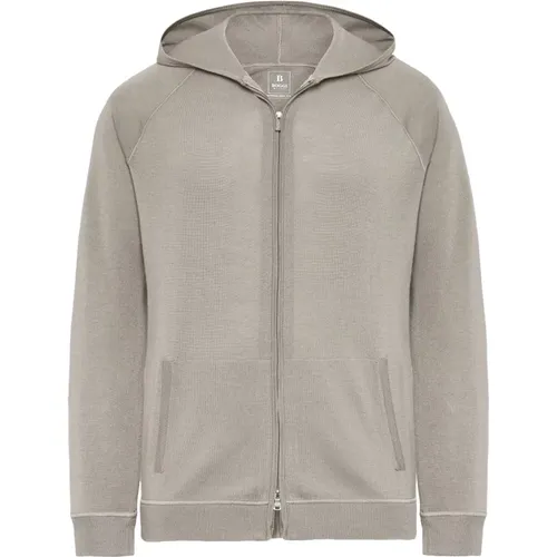 Merino Wool Full Zip Hoodie , Herren, Größe: M - Boggi Milano - Modalova