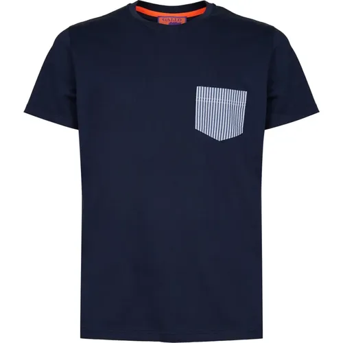 Blaues Baumwoll-T-Shirt mit Tasche , Herren, Größe: 2XL - Gallo - Modalova