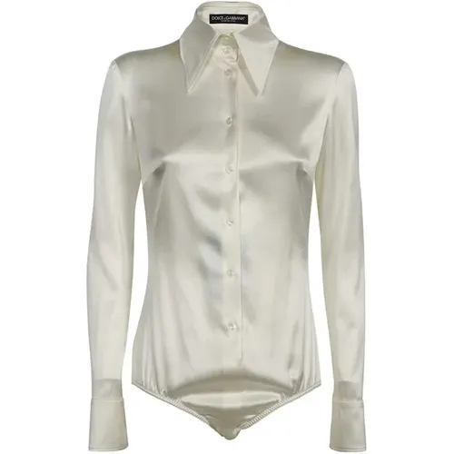 Silk Long Sleeve Shirt , female, Sizes: S, XS - Dolce & Gabbana - Modalova