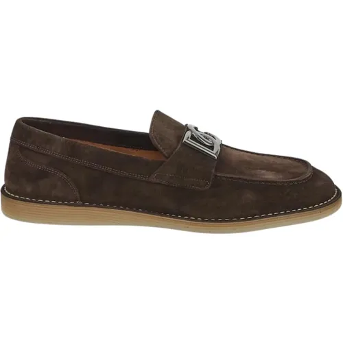 Leather Logo Loafer , male, Sizes: 6 UK - Dolce & Gabbana - Modalova