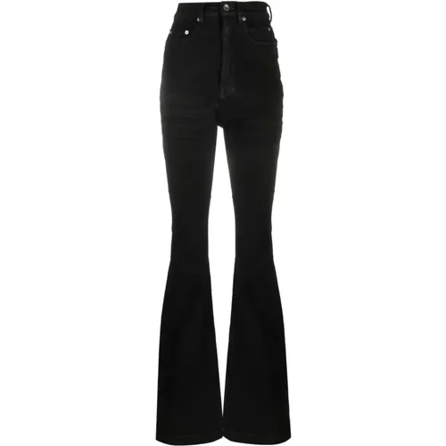 Schwarze High-Waist-Jeans mit klischen fünf Taschen , Damen, Größe: W27 - Rick Owens - Modalova