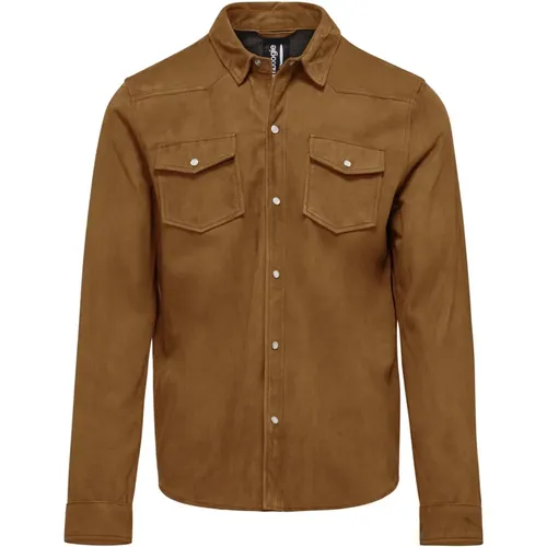 Suede Leather Shirt Jacket , male, Sizes: XL, M, 2XL, L, S - BomBoogie - Modalova