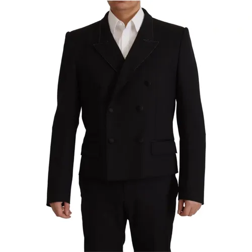 Blazers, male, , Size: M Stunning Double Breasted Wool Blazer - Dolce & Gabbana - Modalova