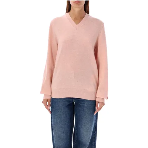 Light Knitwear with Red Heart Patch , female, Sizes: XL, L, S, M - Comme des Garçons - Modalova