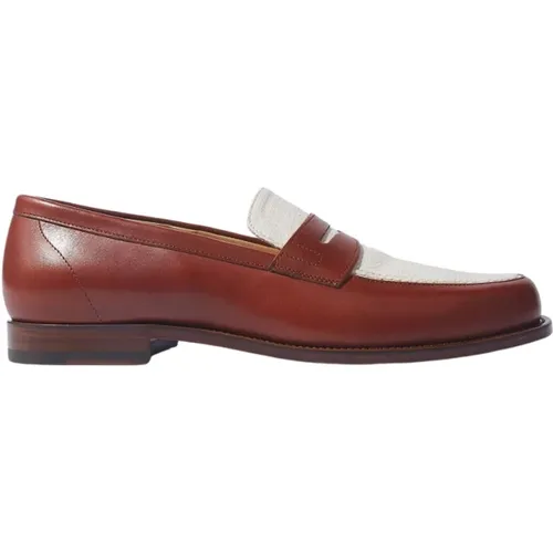 Havana Loafers - Cognac Leder und Oxygen Stoff , Herren, Größe: 41 EU - Scarosso - Modalova