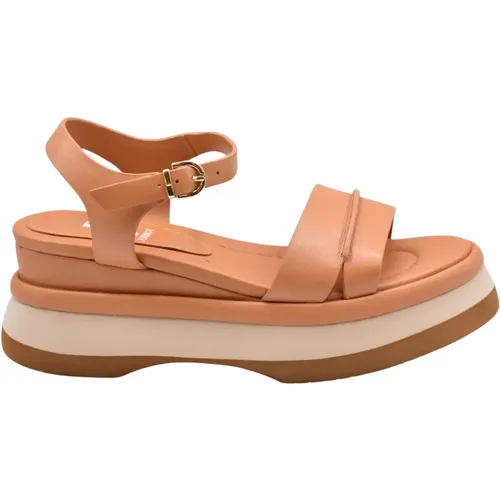 Cinnamon Leather Wedge Sandals , female, Sizes: 5 UK, 3 UK, 7 UK, 6 UK - Jeannot - Modalova