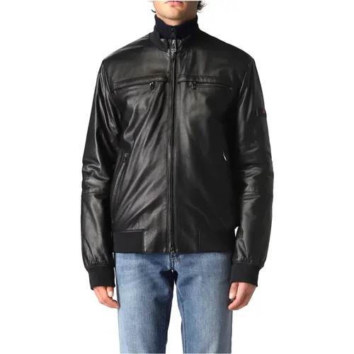 Schwarze Lederjacke für Herren , Herren, Größe: XL - Peuterey - Modalova