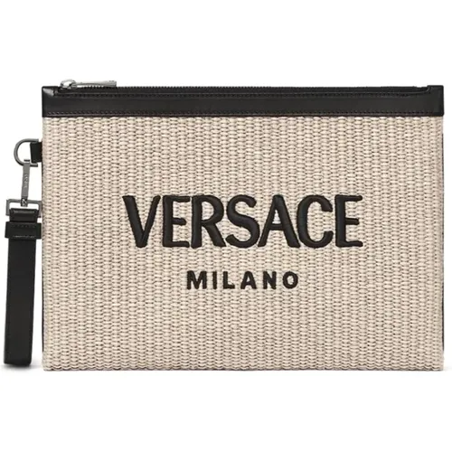 Embroidered Clutch Bag , male, Sizes: ONE SIZE - Versace - Modalova