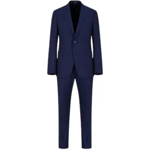 Single Breasted Suits, male, , Size: M Single-Breasted Wool Suit - Emporio Armani - Modalova