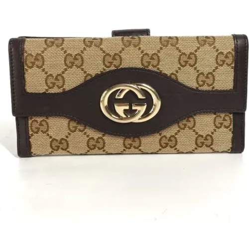 Pre-owned Wallets, female, , Size: ONE SIZE Pre-owned Canvas wallets - Gucci Vintage - Modalova