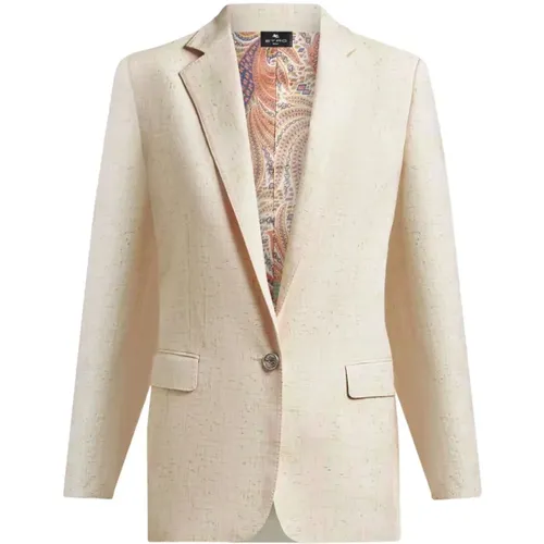 Blazers, female, , Size: XL Button Blazer - ETRO - Modalova