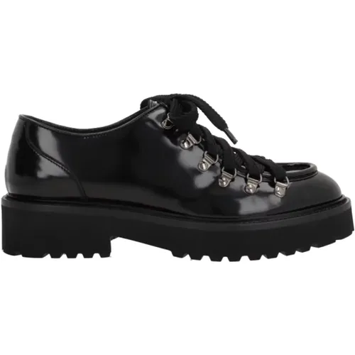 Schwarze Lederschnürschuhe , Damen, Größe: 36 EU - Doucal's - Modalova