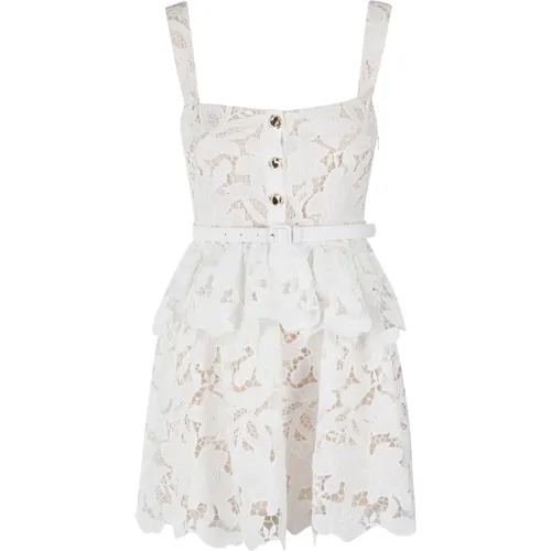 Short Dresses, female, , Size: S Lace Tiered Mini Dress - Self Portrait - Modalova