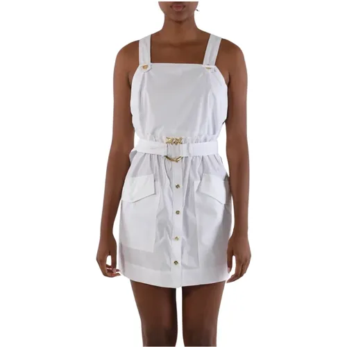 Mini dress in cotton poplin with square neckline and buttoned front , female, Sizes: 2XS, M, XS, S, L - pinko - Modalova