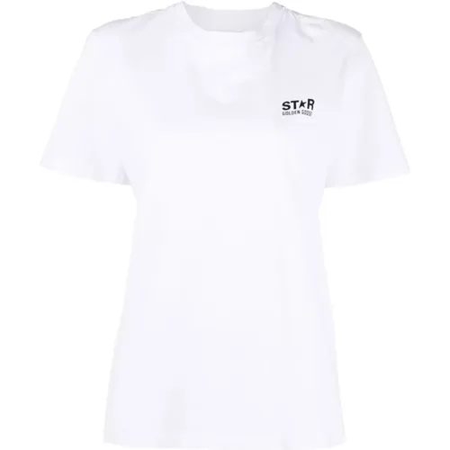 Logo Cotton T-shirt with Crew Neck , female, Sizes: S, L, M - Golden Goose - Modalova